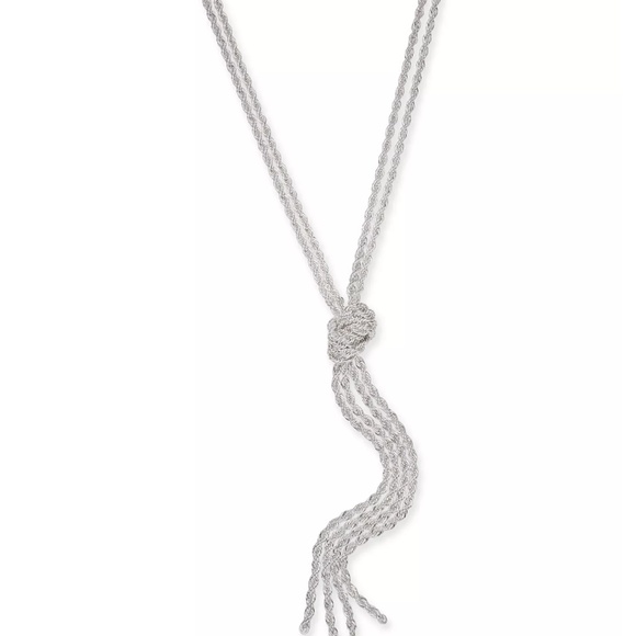 Charter Club Double Rope Knotted Lariat Necklace, Silver - NWOT New Without Tags - Picture 1 of 11
